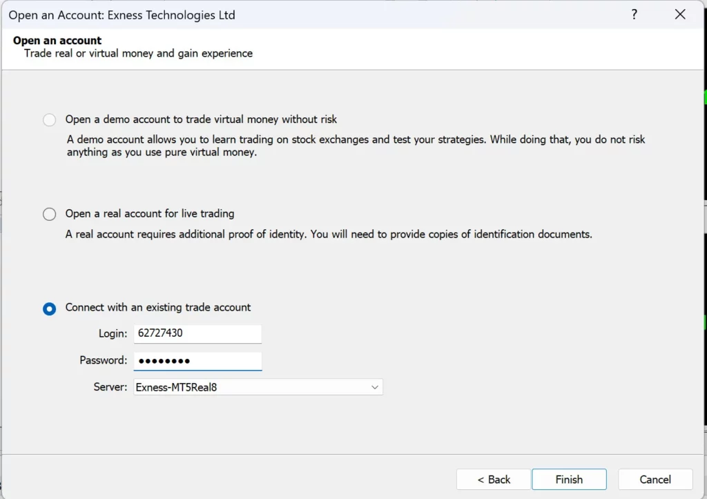 Log in to your trading account登入你嘅交易帳戶