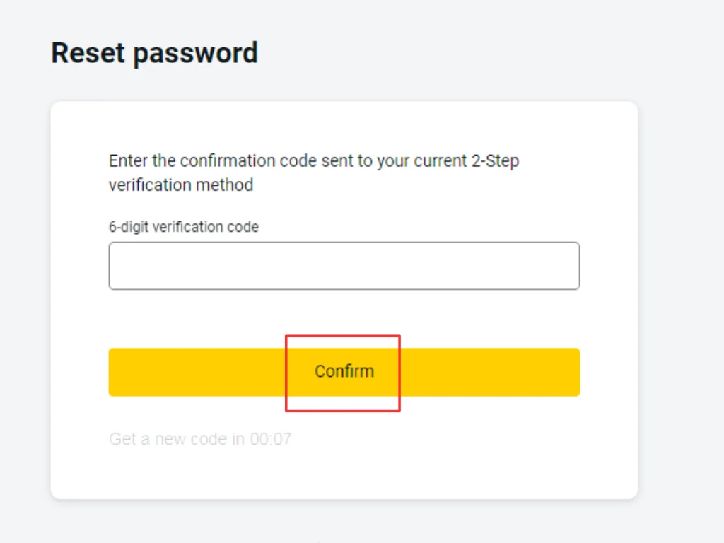 Enter the code line sent when recovering your Exness account輸入喺恢復你嘅 Exness 帳戶嗰陣發送嘅代碼行