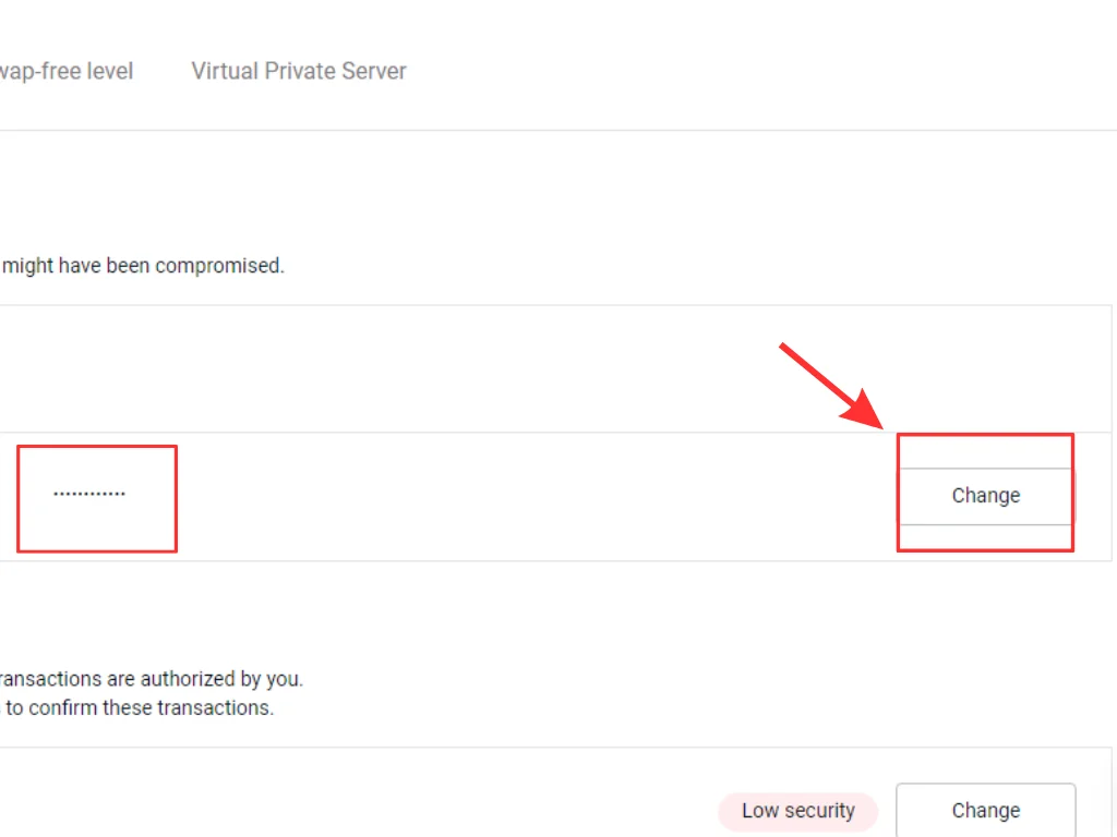 Use the new password and click Change用新密碼,然後撳一下更改