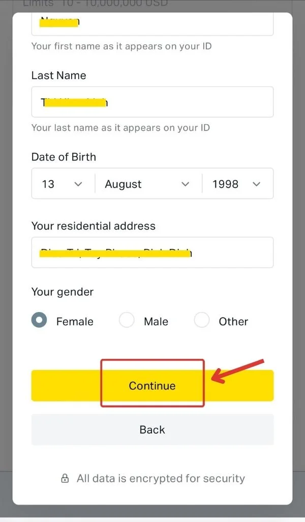 Enter the correct information輸入正確嘅資料