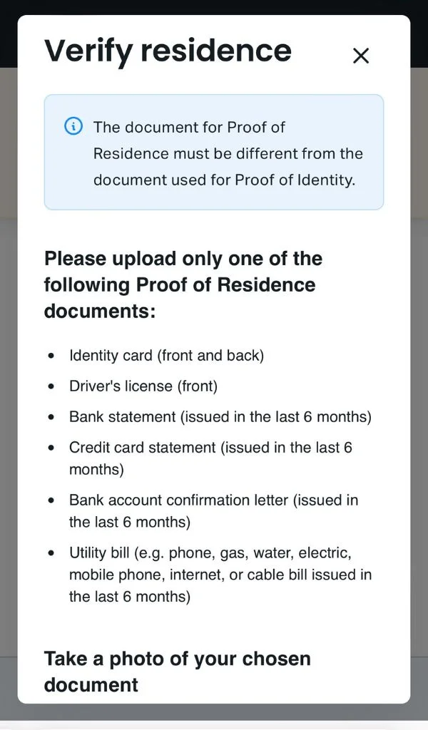 Verify Residence Address驗證住址