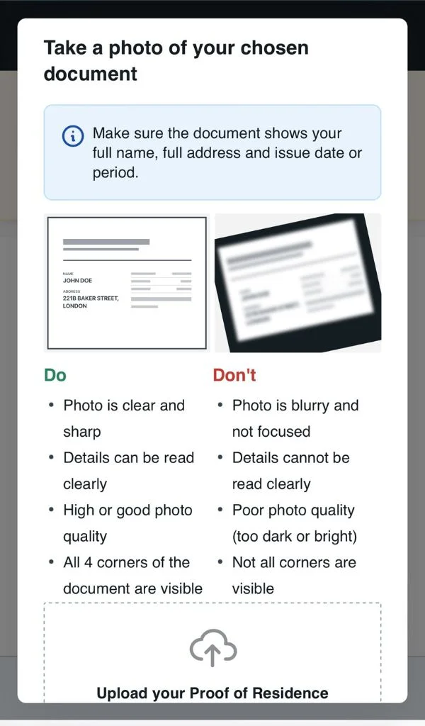 Verify Residence Address驗證住址