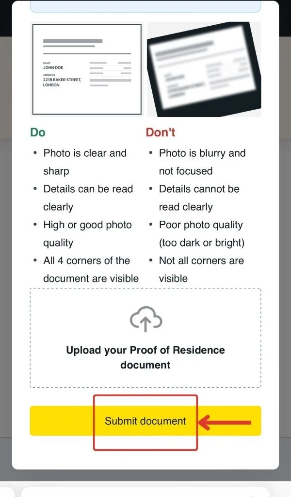 Upload files to verify your address上載檔案嚟驗證你嘅地址