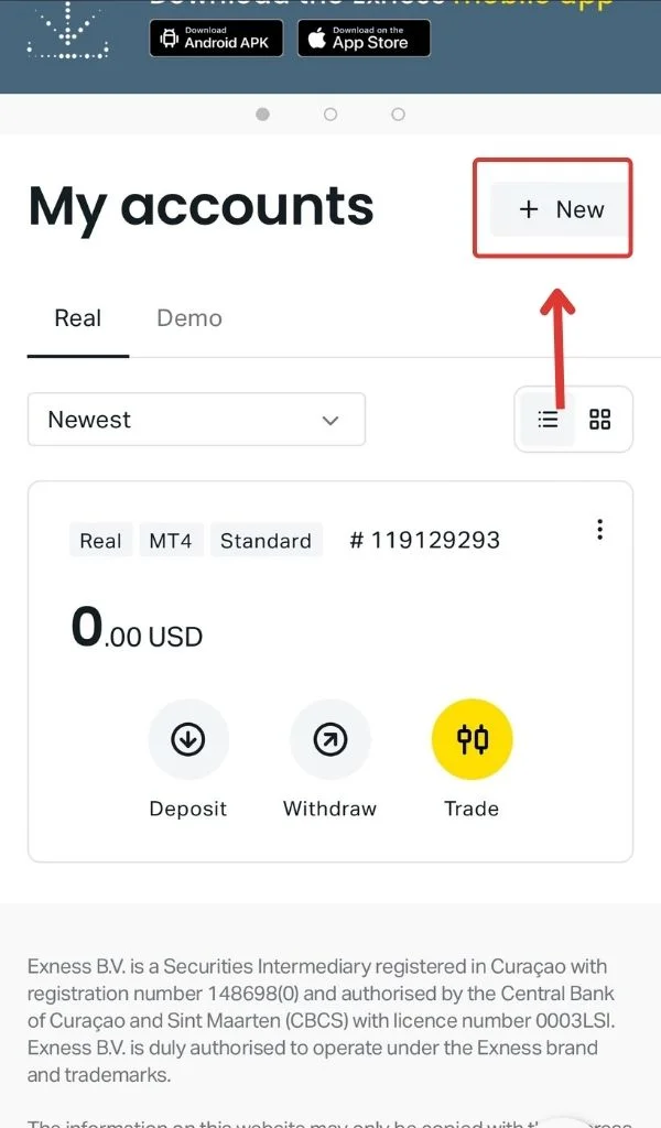 Open New Exness Account開新嘅 Exness 帳戶