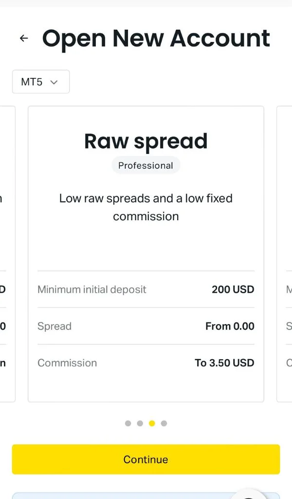 Original Spread Professional Account原始差價專業帳戶