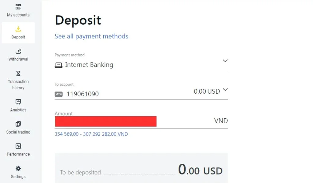 Enter the amount you wish to deposit輸入你想存入嘅金額