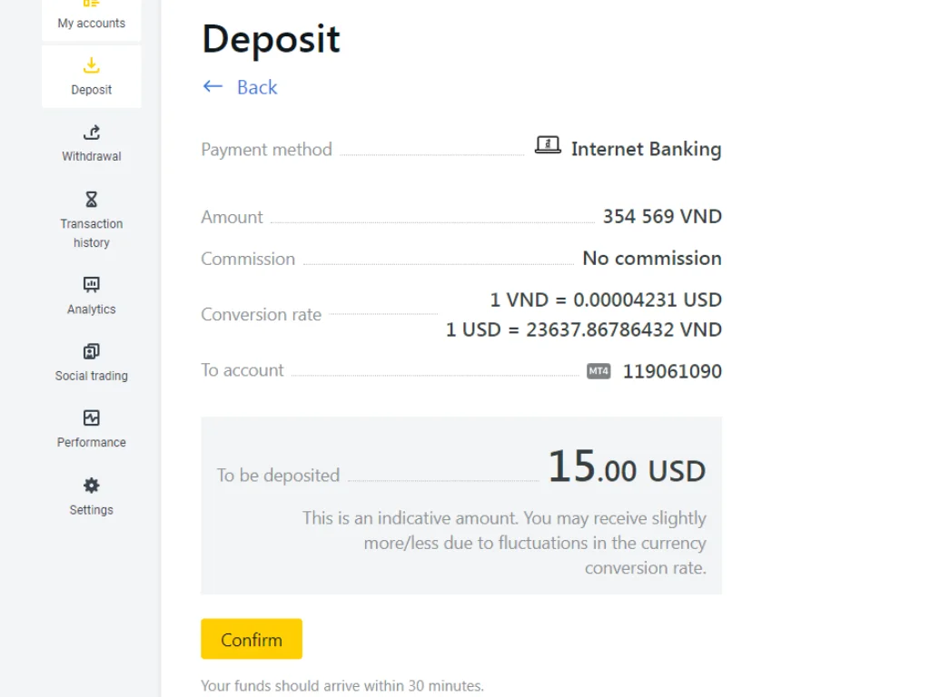 After entering the amount, the website will redirect to the aforementioned information輸入金額後,網站會重新導向至上述資料