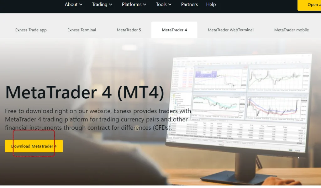 Select Download MetaTrader 4 Exness選擇下載元交易員 4 Exness