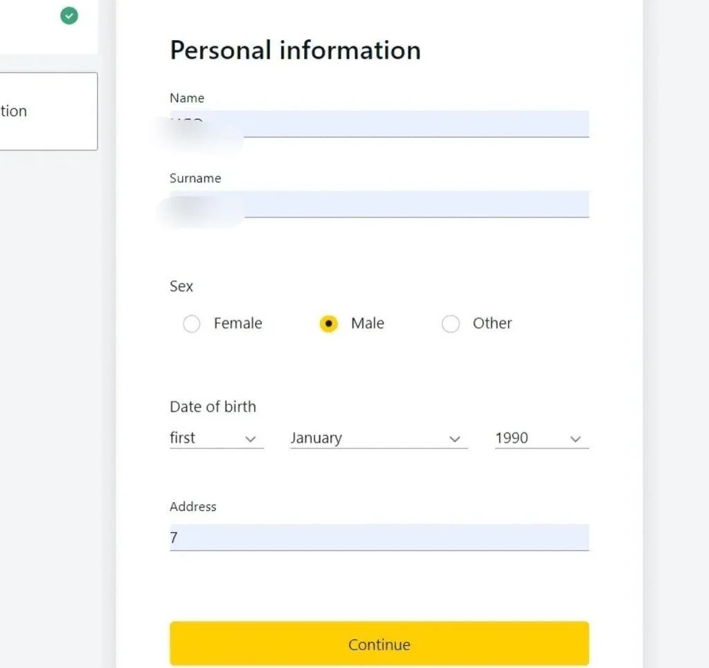 Fill in personal information填寫個人資料
