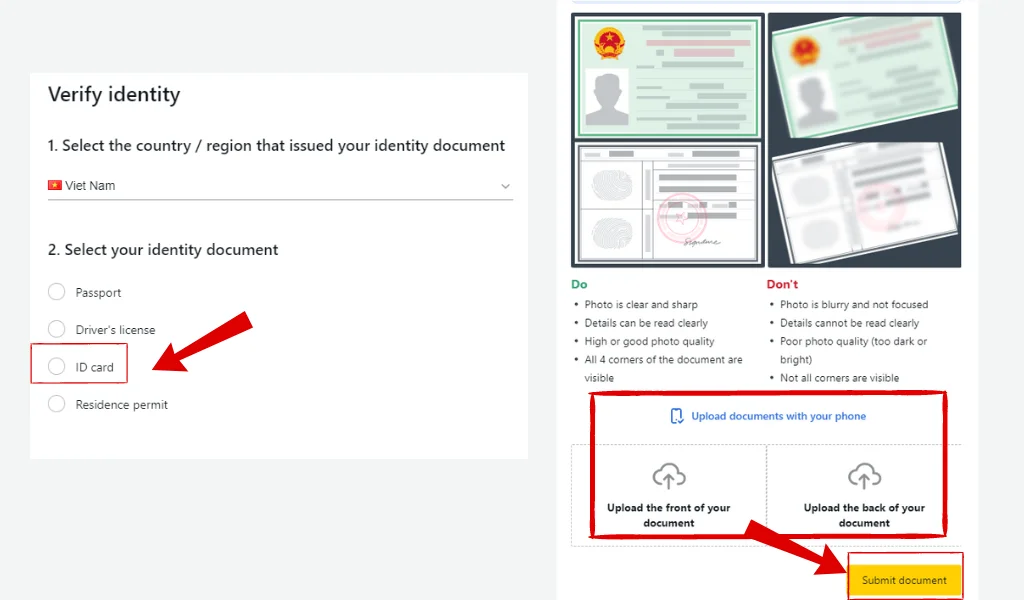 Upload personal documents as required by the Exness system根據 Exness 系統嘅要求上載個人文件