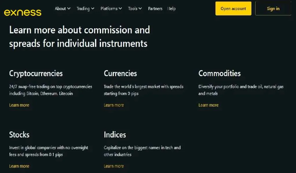 Exness commission fees vary by account type.Exness 佣金費用因帳戶類型而異。