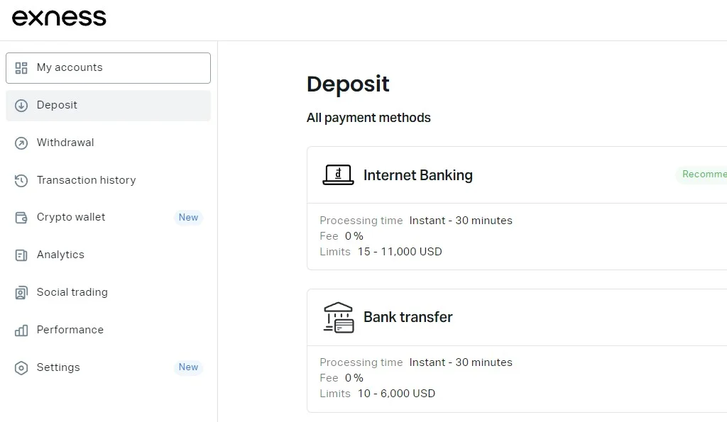 Deposit is an important step to help you play Exness.存款係幫你玩 Exness 嘅重要一步。