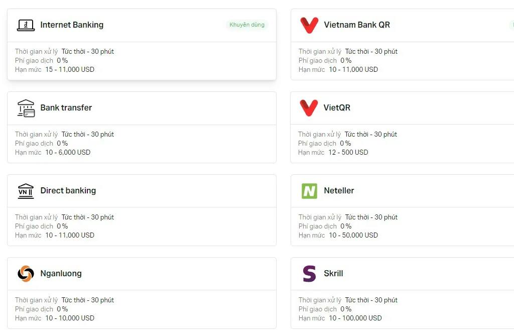 Choose any deposit method you prefer揀任何你鍾意嘅存款方法