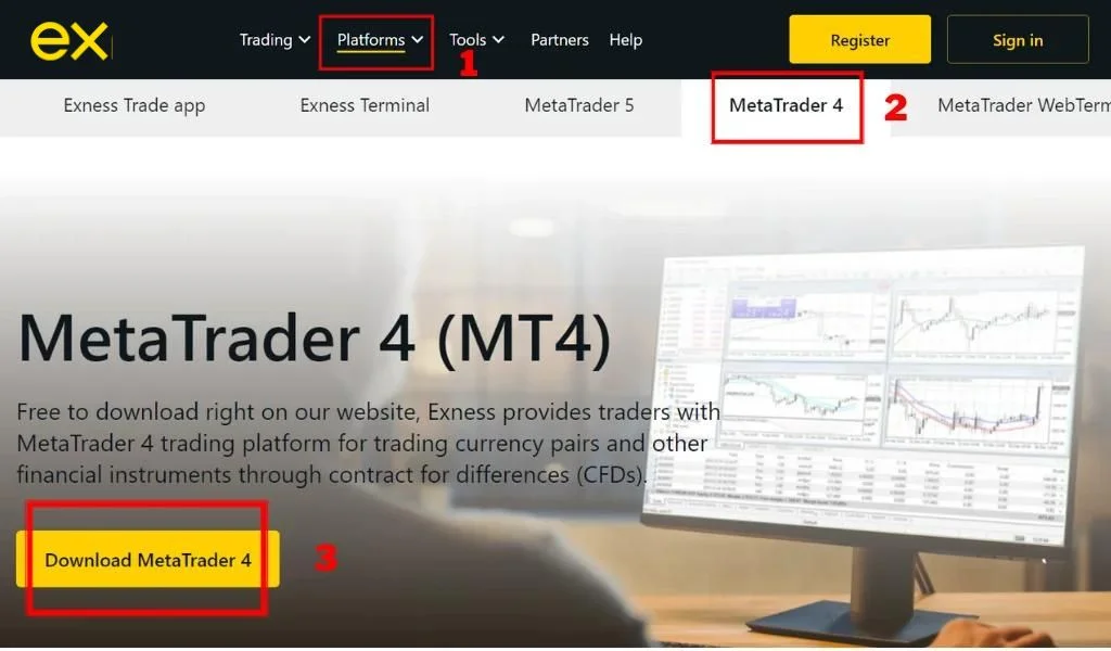 Download MetaTrader 4 from Exness喺 Exness 度下載元交易員4