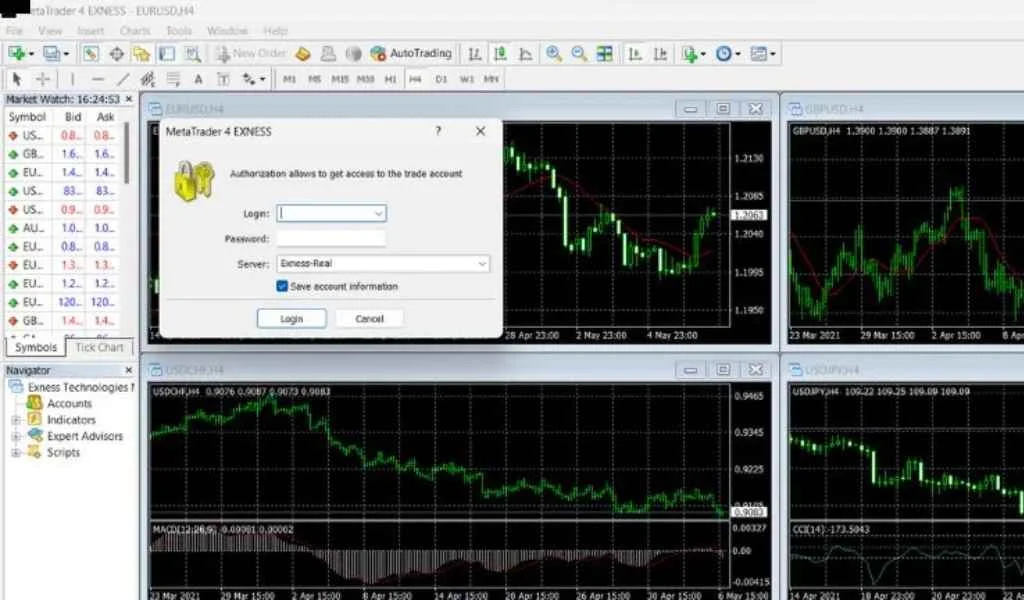 Log in to the Exness MT4 Platform登入 Exness MT4平台