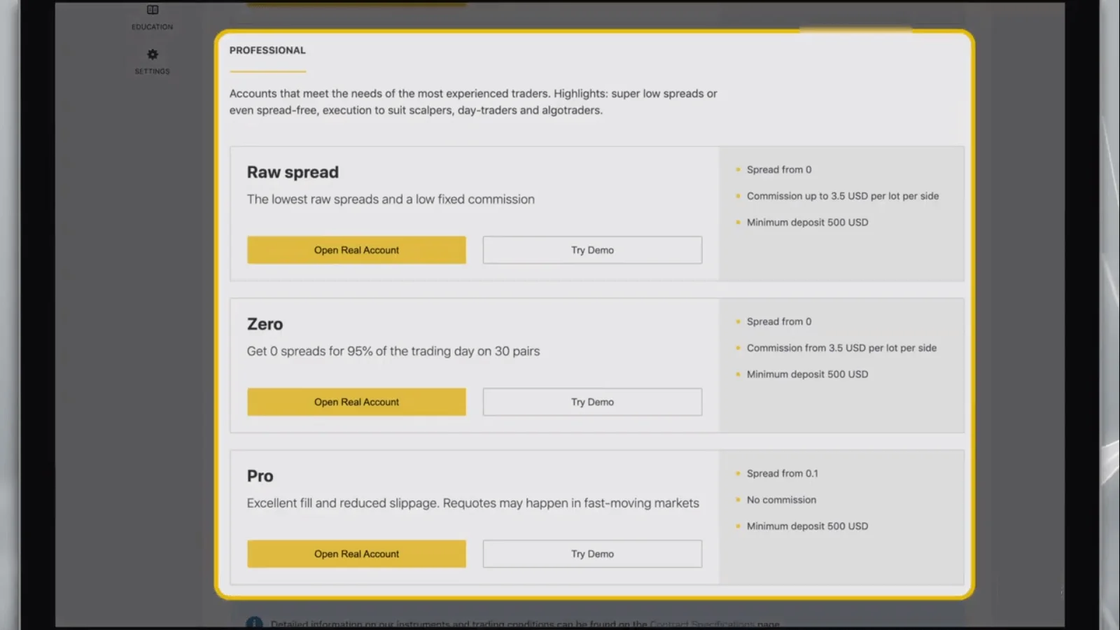 Choose Exness Account Type揀 Exness 帳戶類型