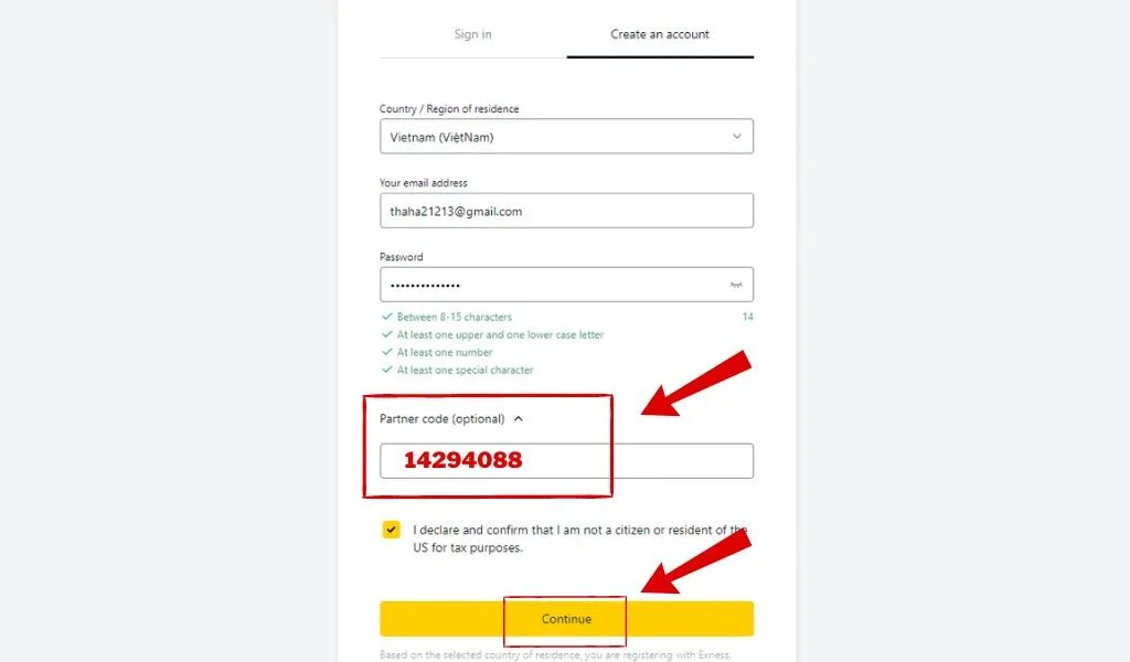 Continue to open a new account to join Exness Backcom繼續開新戶口加入 Exness Backcom