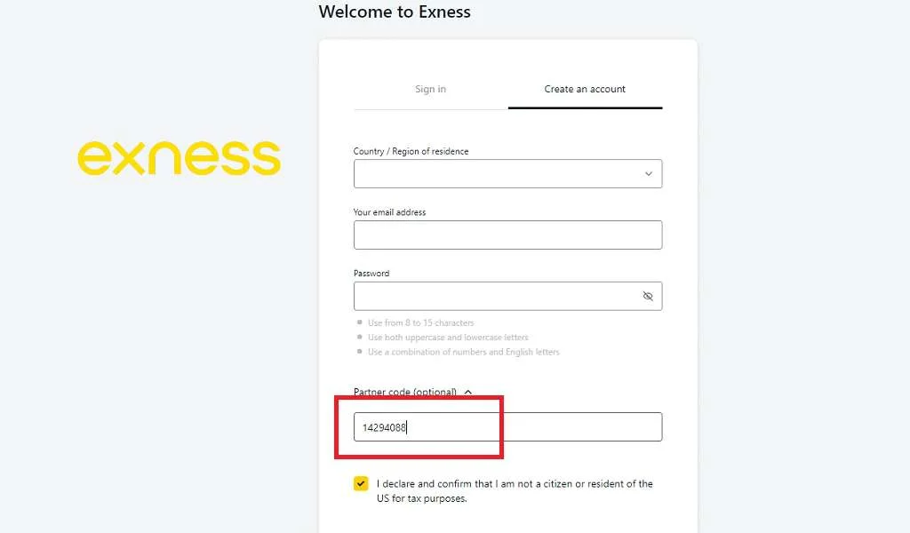 Register an account at Exness.com喺 Exness . com 註冊一個帳戶