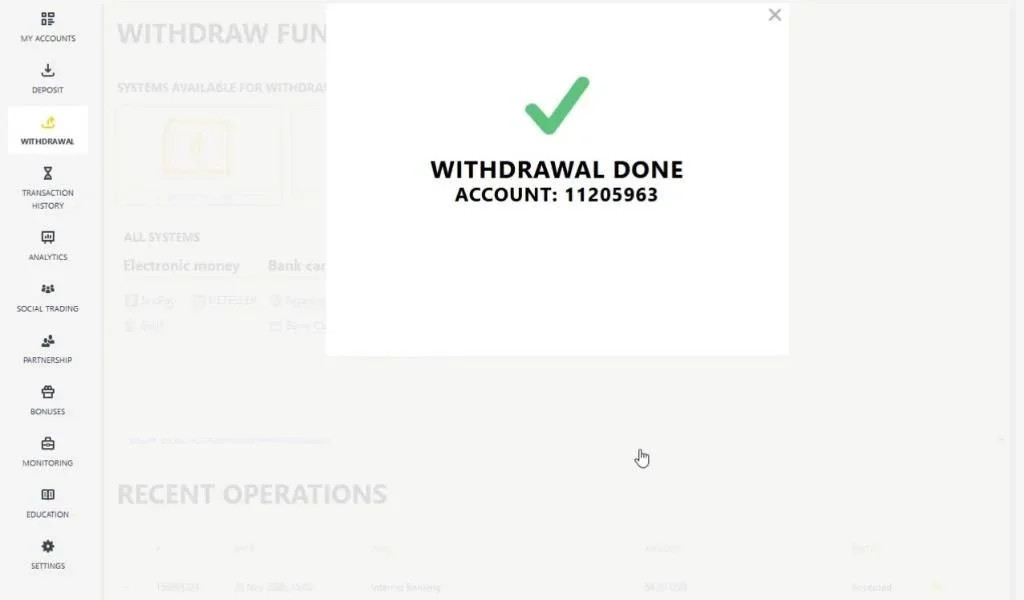 Complete the transaction完成交易