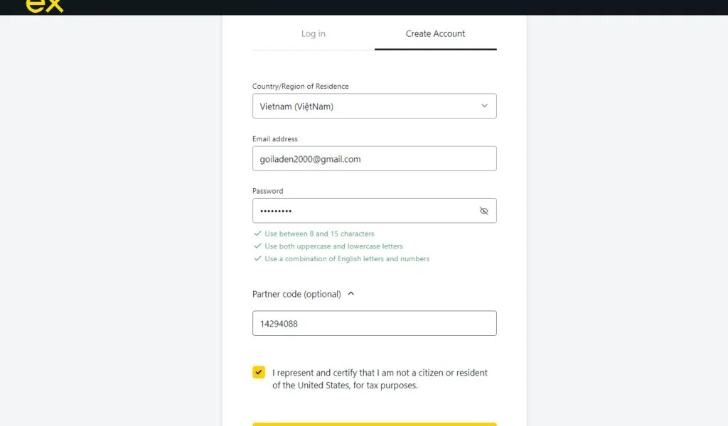 Log in to your Exness account.登入你嘅 Exness 帳戶。