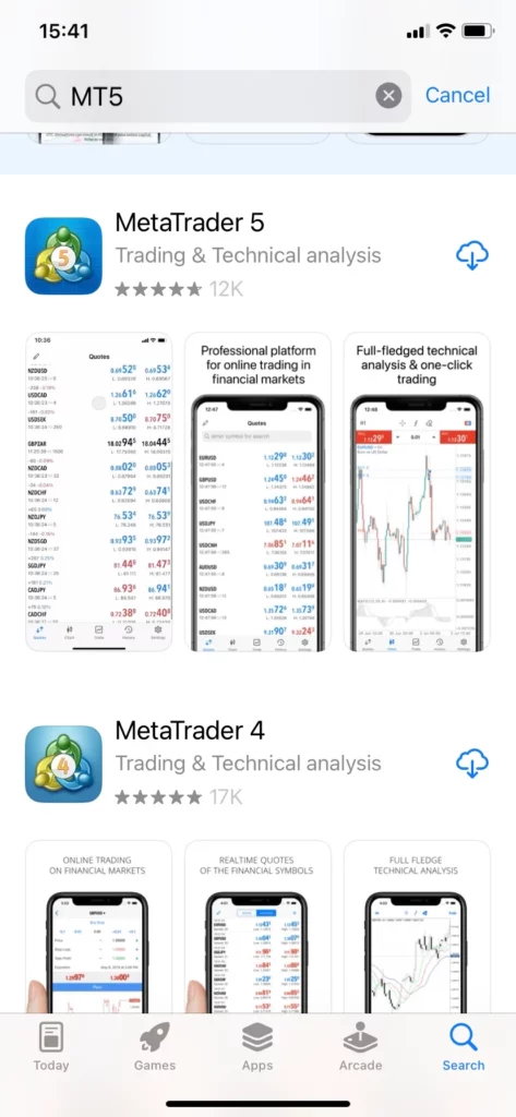 Type MT5 in the search bar喺搜尋列入 MT5