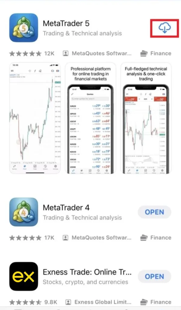 Search for MetaTrader 5 in your phone's app store喺你部手機嘅應用程式商店入面搜尋 MetaTrader 5