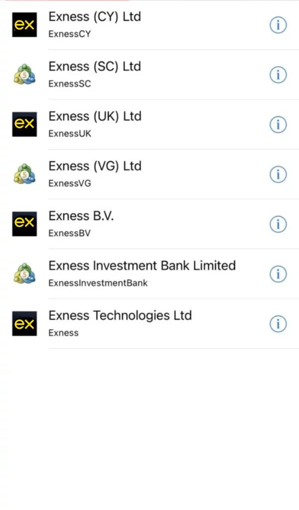 Search for Exness in the Brokers section喺經紀人部分搵艾克奈斯