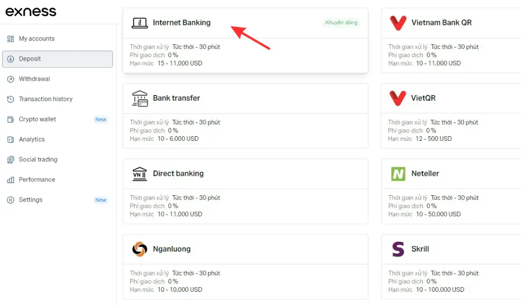 Select your deposit method揀你嘅存款方法