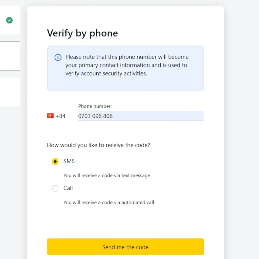 Verify your phone number when creating an Exness account喺建立 Exness 帳戶嗰陣驗證你嘅電話號碼