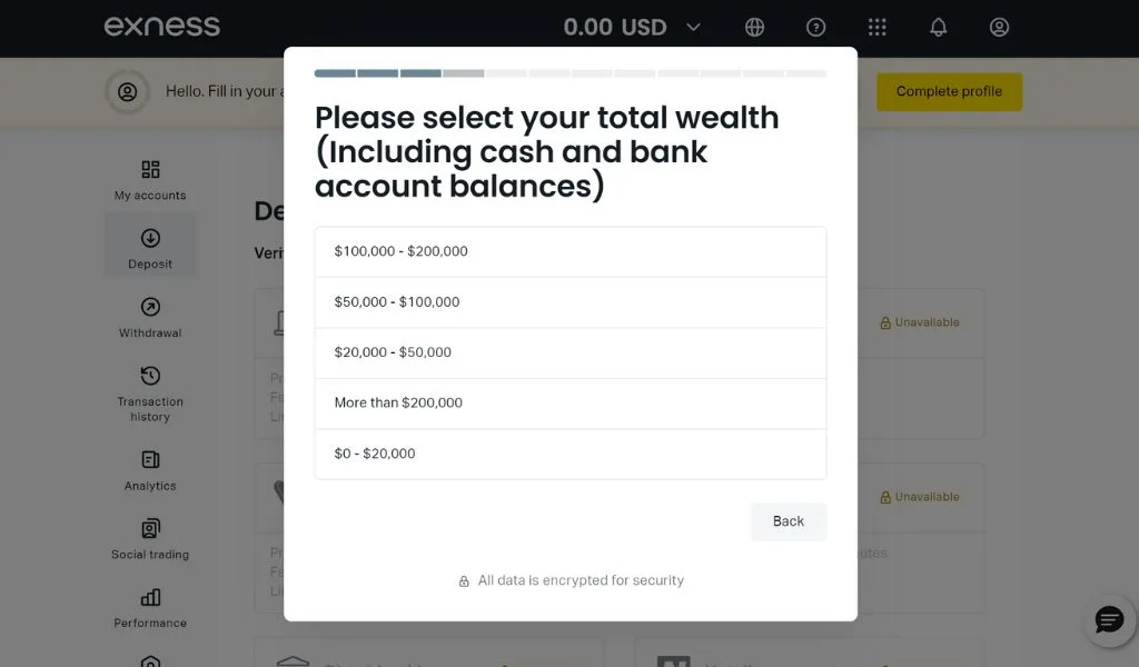 Fill in trading experience填寫交易經驗