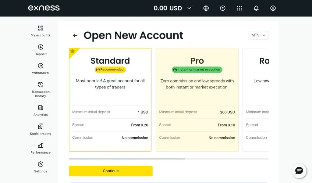 Open a Standard Account with Exness同 Exness 開個標準戶口