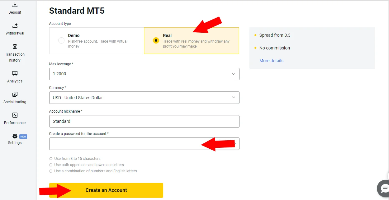 Select Open New Account揀開新帳戶