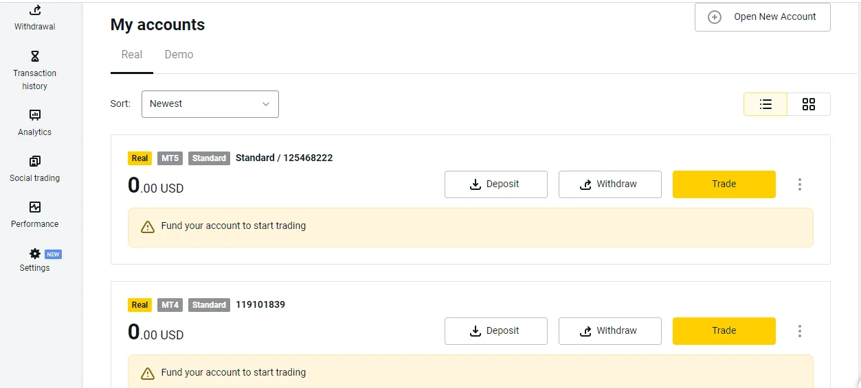 Just created a new account啱啱建立咗個新帳戶