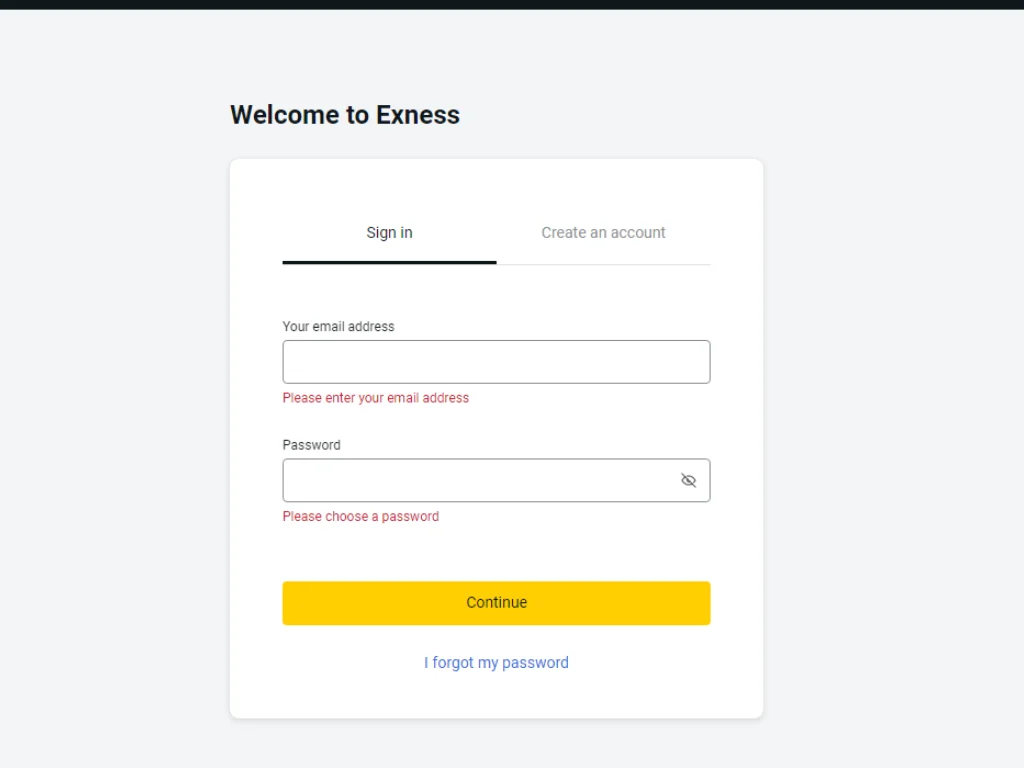 Fill in the Exness login information you registered previously填寫你之前註冊嘅 Exness 登入資料