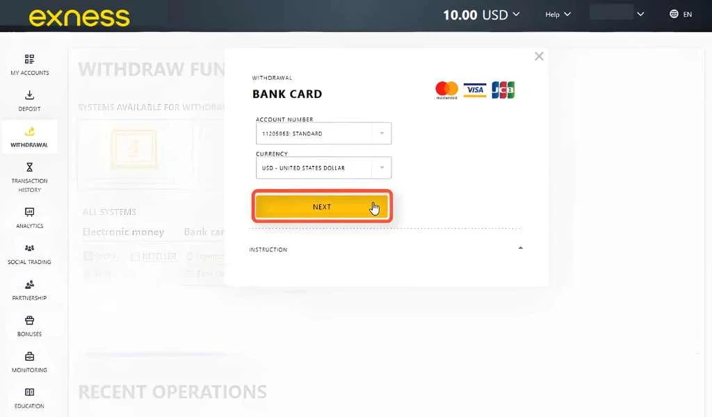 Withdraw using an international Visa or Mastercard使用國際簽證或萬事達卡提款