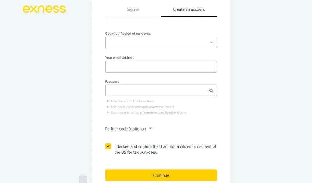 Quickly register an Exness account快啲註冊一個 Exness 帳戶